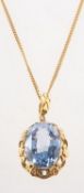 A gem-set pendant and chain,