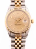 Rolex Oyster Perpetual Two-tone Gentleman's wristwatch the gilt dial having raised baton numerals