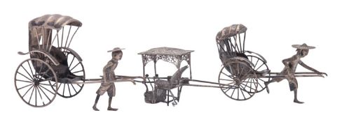 Three late 19th/ early 20th century Chinese silver miniatures or toys,
