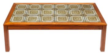 A Danish teak and glazed ceramic tile in