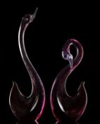 Two Murano Sommerso glass swans in clear