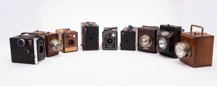 A mixed collection of cameras. Including