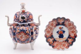 A large Japanese Imari tripod koro and c