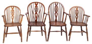 Four elm and beechwood wheel and spindle