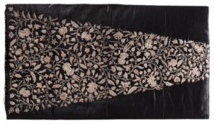 A Parsi Gara embroidered panel worked with silver wire thread,
