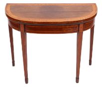 A George III mahogany and inlaid card ta
