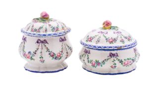 Two matched French Aprey faience jars an