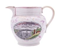 A 19th century Sunderland pink lustre ju