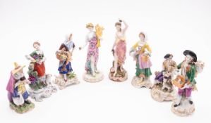A group of eight Continental porcelain f