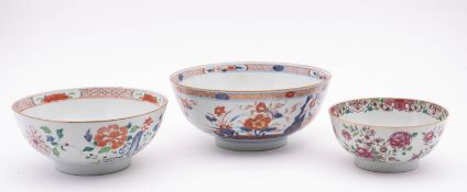 A group of three Chinese bowls, Qianlong
