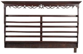 An 18th Century oak dresser rack, with a
