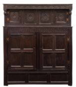 A 17th Century oak court cupboard, recta