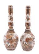 A pair of Japanese Satsuma bottle vases,