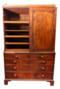 A George III mahogany linen press, the u