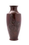 A Japanese bronze vase, Meiji period dec