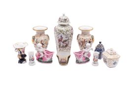 A mixed lot of Continental porcelain vas