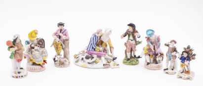 A group of eight Meissen-style and other