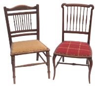 Two Edwardian stained beech spindle back