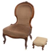 A Victorian carved walnut lady's chair,
