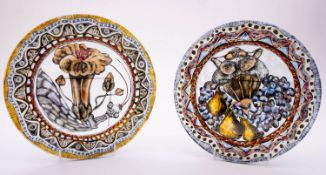 Two Contemporary glass bowls, each engra