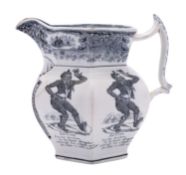 An English pottery jug of shouldered hex