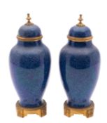 A pair of gilt-metal mounted powder-blue