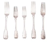 A mixed group of silver Fiddle pattern f