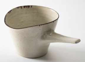 *Dame Lucie Rie DBE [1902-1995] and Hans Coper [1920 - 1981] a white stoneware pouring vessel,