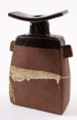 *Janet Leach [1918 - 1997] a slab built stoneware vase with lug handles,