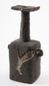 *Janet Leach [1918 - 1997] a slab built stoneware vase with lug handles,