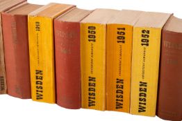 WISDEN. John Wisden's Cricketers' Almanack, a broken run of 67 vols.