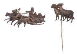 A Russian white metal 'Troika' brooch.