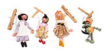 Four Pelham Puppets. Including Baby Dragon, Mitri, Nurse and Girl, all unboxed.