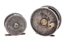 Two S Allcock and Co Ltd 'The Ouset' fly fishing reels. Comprising one 3' and one 4' example.