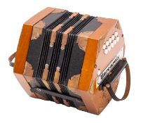A mid 20th Century German Barcarole 20 key Concertina. In original box.
