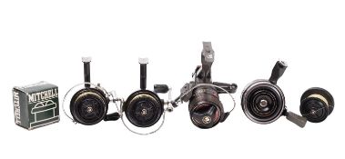 Two Mitchell 300 reels and two spare spools,