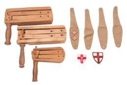 Two WWII beechwood clappers.