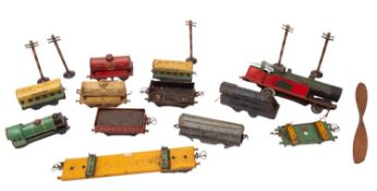 A mixed collection of early 20th Century tin plate O gauge model railway.