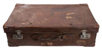 A brown leather suitcase used in service during WWII by Lt Cdr Graeme Ogden, RNVR, MID, DSC,