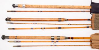 An Allcock's 'Wizard ' three -piece rod in canvas bag, together with a Hardy 'No.