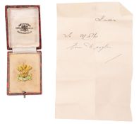 An 18ct gold and enamel 'The Welch' regimental sweetheart brooch, maker P.