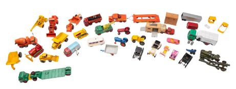 A collection of Matchbox and Lesney diecast vehicles, including tractors, cars and vans etc,
