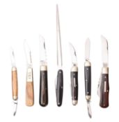 A group of six various pocket knives including an example by Trevor Ablett,