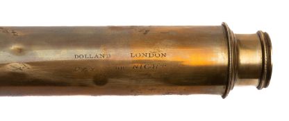 A late 19th century mahogany and brass single draw 'Day or Night' telescope, maker 'Dolland London',