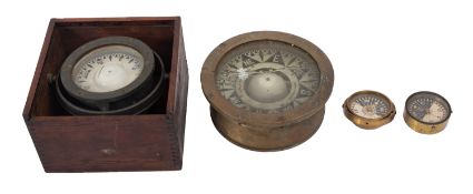 A brass cased 6 inch liquid filled compass, maker Henry Browne & Son Ltd, London,