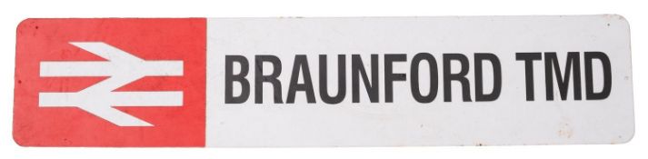 A mid 20th Century enamel London Underground station sign for Braunford TMD.