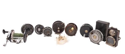 A 4' Mallochs Patent centrepin fly fishing reel.