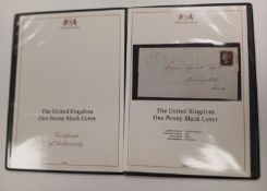 GB 1840 1d black on cover in H & B folder.