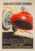 A reproduction Monaco Grand Prix 1955 poster,