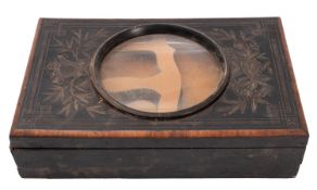A Victorian ebonised and crossbanded foldable stereo viewer.